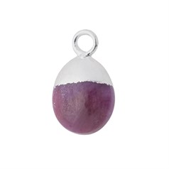 Ruby Gemstone Smooth Tumble Pendant/Dropper 8x10mm Sterling Silver Electroplated