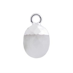 Rainbow Moonstone Gemstone Oval Briolette Pendant/Dropper 8x10mm Sterling Silver Electroplated