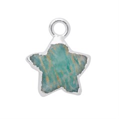 Amazonite Gemstone Faceted Star Shape 10mm Pendant/Dropper Sterling Silver Electroplated