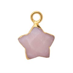 Pink Opal Gemstone Faceted Star Shape 10mm Pendant/Dropper18ct Gold Electroplated