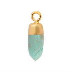Chyrsoprase Gemstone Point 13x5mm Pendant/Dropper 18ct Gold Electroplated