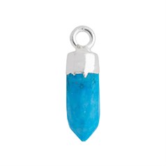 Turquoise Howlite Gemstone Point 13x5mm Pendant/Dropper Sterling Silver Electroplated
