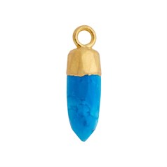 Turquoise Howlite Gemstone Point 13x5mm Pendant/Dropper 18ct Gold Electroplated