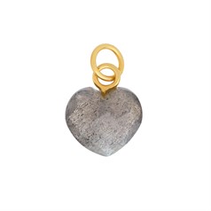 Facet Labradorite Heart Shape 10mm Pendant Gold Plated Vermeil Sterling Silver