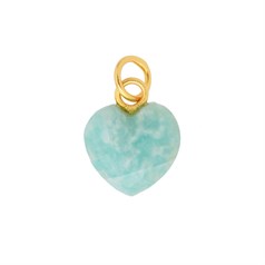 Facet Amazonite Heart Shape 10mm Pendant Gold Plated Vermeil Sterling Silver