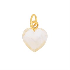 Facet Citrine Heart Shape 10mm Pendant Gold Plated Vermeil Sterling Silver
