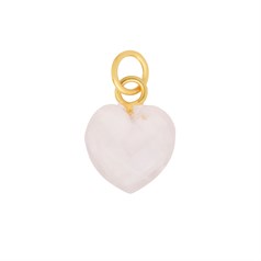 Facet Rose Quartz Heart Shape 10mm Pendant Gold Plated Vermeil Sterling Silver