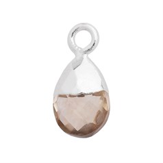 Natural Citrine Gemstone Faceted Tiny Teardrop 9x6mm Pendant/Dropper Sterling Silver Electroplated