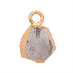 Herkimer Diamond Gemstone Raw Edge 8-10mm Pendant/Dropper 18ct Gold Electroplated