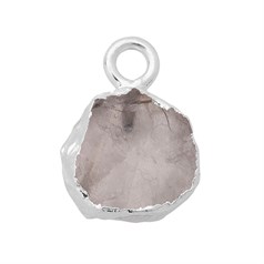 Moonstone Gemstone Raw Edge 8-10mm Pendant/Dropper Sterling Silver Electroplated