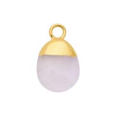 Rainbow Moonstone Gemstone Smooth Tumble Pendant/Dropper 8x10mm 18ct Gold Electroplated