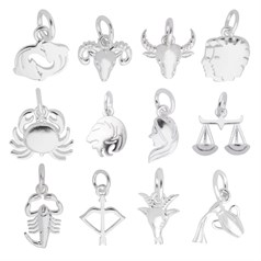 Zodiac Sign Charm Pendant (inc.3D) (Set of 12) Sterling Silver (STS)