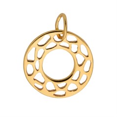 14mm Leopard Pattern Ring Charm Pendant Gold Plated Sterling Silver Vermeil