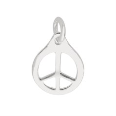 Peace Sign Charm/Pendant Appx 12.5x10.5mm inc. Loop Sterling Silver