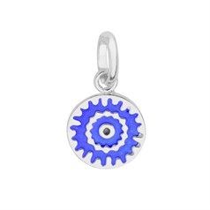 Blue Enamelled Evil Eye Charm/Pendant Appx 12mm Sterling Silver