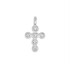 Mini Cross with CZ Charm 11.5x6.5mm STS Sterling Silver