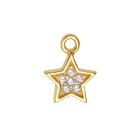 Star with CZ Charm 10x8mm Gold Plated Sterling Silver Vermeil