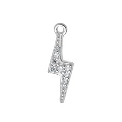 Lightening Bolt with CZ Charm 15x4mm Sterling Silver