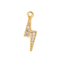Lightening Bolt with CZ Charm 15x4mm Gold Plated Sterling Silver Vermeil
