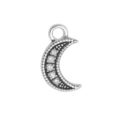 Marcasite Crescent Moon Charm 12.5mm Sterling Silver