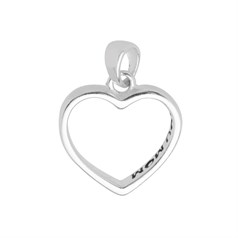 I Love You Mom Inscribed Heart Charm/Pendant 15.5x14.5mm Sterling Silver