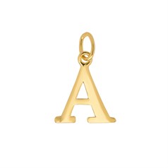 Large Serif Uppercase Alphabet Letter A Charm Pendant 13x11mm Gold Plated Sterling Silver Vermeil