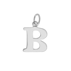 Large Serif Uppercase Alphabet Letter B Charm Pendant 17x10mm Sterling Silver (STS)