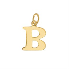 Large Serif Uppercase Alphabet Letter B Charm Pendant 17x10mm Gold Plated Sterling Silver Vermeil