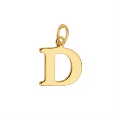 Large Serif Uppercase Alphabet Letter D Charm Pendant 13x11mm Gold Plated Sterling Silver Vermeil