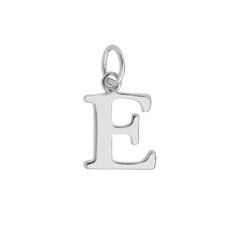 Large Serif Uppercase Alphabet Letter E Charm Pendant 13x11mm Sterling Silver (STS)