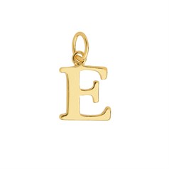 Large Serif Uppercase Alphabet Letter E Charm Pendant 13x11mm Gold Plated Sterling Silver Vermeil