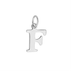 Large Serif Uppercase Alphabet Letter F Charm Pendant 13x9mm Sterling Silver (STS)