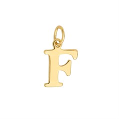 Large Serif Uppercase Alphabet Letter F Charm Pendant 13x9mm Gold Plated Sterling Silver Vermeil
