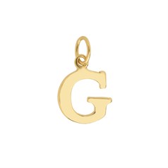 Large Serif Uppercase Alphabet Letter G Charm Pendant 13x9.5mm Gold Plated Sterling Silver Vermeil