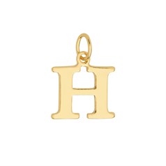 Large Serif Uppercase Alphabet Letter H Charm Pendant 13x11mm Gold Plated Sterling Silver Vermeil