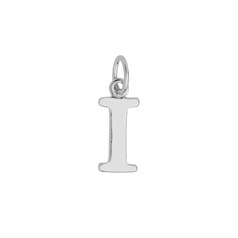 Large Serif Uppercase Alphabet Letter I Charm Pendant 13x5.5mm Sterling Silver (STS)