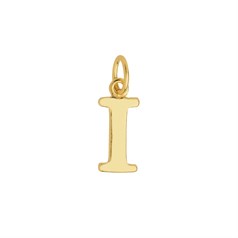 Large Serif Uppercase Alphabet Letter I Charm Pendant 13x5.5mm Gold Plated Sterling Silver Vermeil