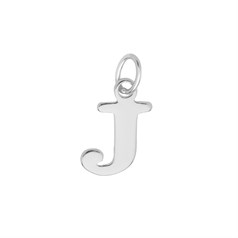 Large Serif Uppercase Alphabet Letter J Charm Pendant 13x7mm Sterling Silver (STS)