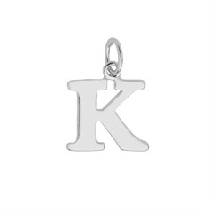 Large Serif Uppercase Alphabet Letter K Charm Pendant 13x12mm Sterling Silver (STS)