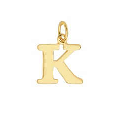 Large Serif Uppercase Alphabet Letter K Charm Pendant 13x12mm Gold Plated Sterling Silver Vermeil