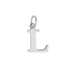 Large Serif Uppercase Alphabet Letter L Charm Pendant 13x9.5mm Sterling Silver (STS)