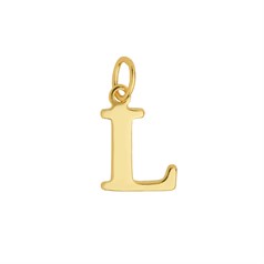 Large Serif Uppercase Alphabet Letter L Charm Pendant 13x9.5mm Gold Plated Sterling Silver Vermeil