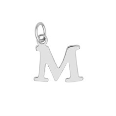 Large Serif Uppercase Alphabet Letter M Charm Pendant 13x11.5mm Sterling Silver (STS)