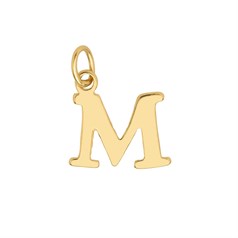 Large Serif Uppercase Alphabet Letter M Charm Pendant 13x11.5mm Gold Plated Sterling Silver Vermeil