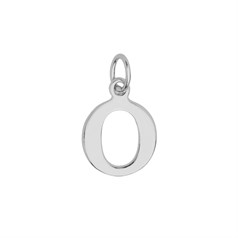 Large Serif Uppercase Alphabet Letter O Charm Pendant 13x9.5mm Sterling Silver (STS)