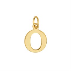 Large Serif Uppercase Alphabet Letter O Charm Pendant 13x9.5mm Gold Plated Sterling Silver Vermeil