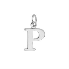 Large Serif Uppercase Alphabet Letter P Charm Pendant 13x8mm Sterling Silver (STS)