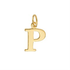Large Serif Uppercase Alphabet Letter P Charm Pendant 13x8mm Gold Plated Sterling Silver Vermeil
