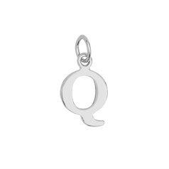 Large Serif Uppercase Alphabet Letter Q Charm Pendant 13x8mm Sterling Silver (STS)