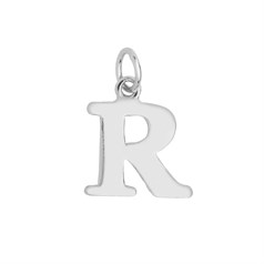 Large Serif Uppercase Alphabet Letter R Charm Pendant 13x12mm Sterling Silver (STS)